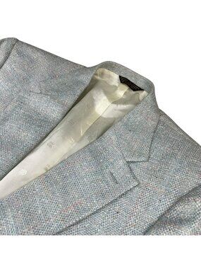 VTG Austin Manor Men’s 100% Silk 2-Button Blazer/Jacket Blue Pastel Plaid • 41L